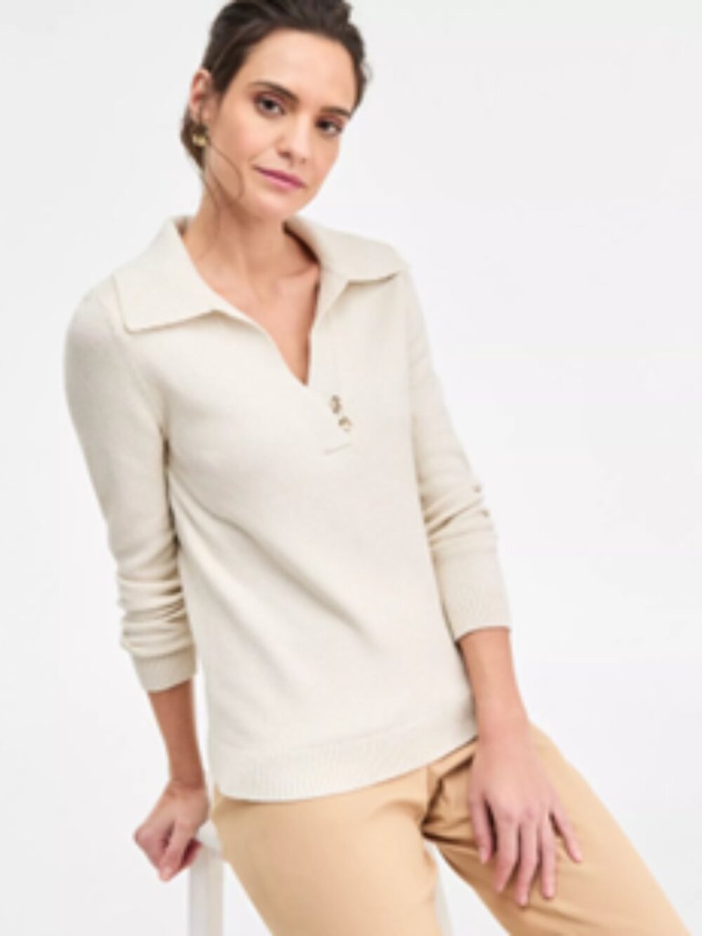 JM Collection Lurex Shine Johnny Collar Sweater, Size Medium, New w/Tags